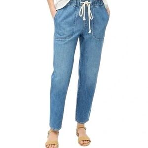 J. CREW Cropped Straight Leg Denim Drawstring Pants Size 28